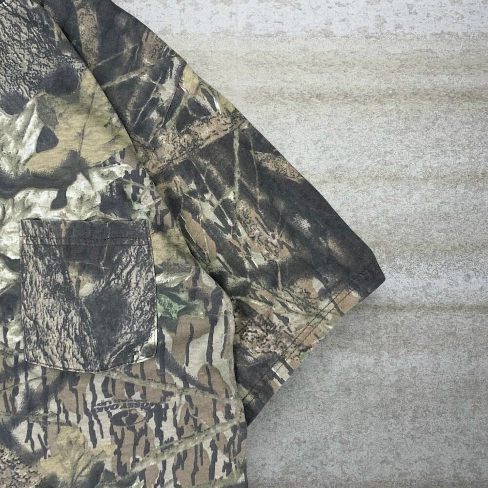 Vintage 90s Mossy Oak Shirt Mens XL Hunting Camo Cotton Short Sleeve Woodland - Picture 3 of 5